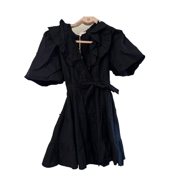 House of Harlow 1960 Black Mini Wrap Dress | Voluminous Sleeves | Size XS - Picture 2 of 5